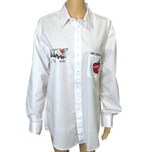 Lysa Jayne Collection Womens L New York NY Button Up Long Sleeve Blouse Shirt‎